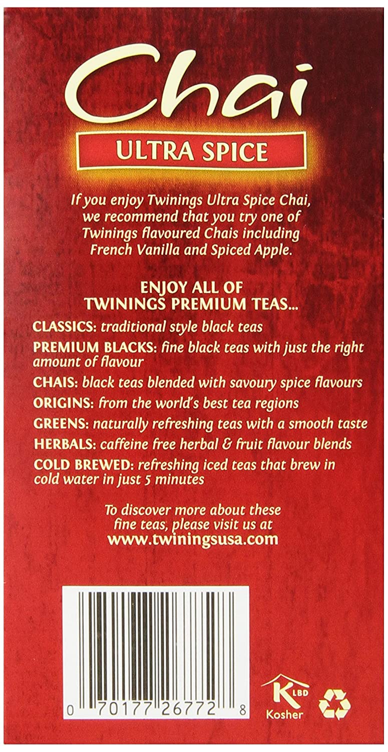 Twinings of London Ultra Spice Chai Tea Bags, 20 Count Coffee & Beverages Twinings 