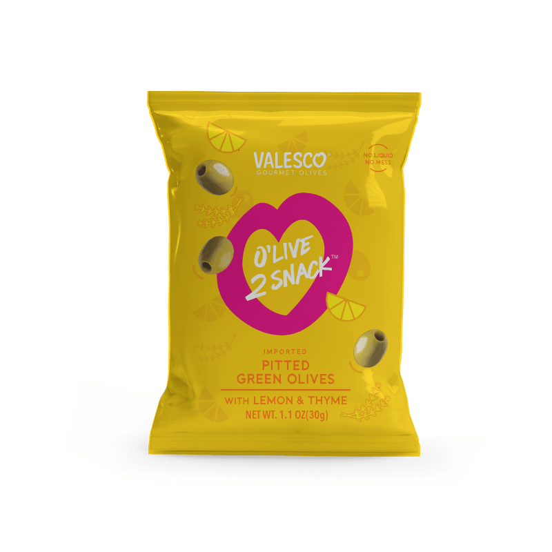 Valesco Lemon and Thyme Pitted Green O'lives 2 Snack, 1.1 oz Olives & Capers Valesco 