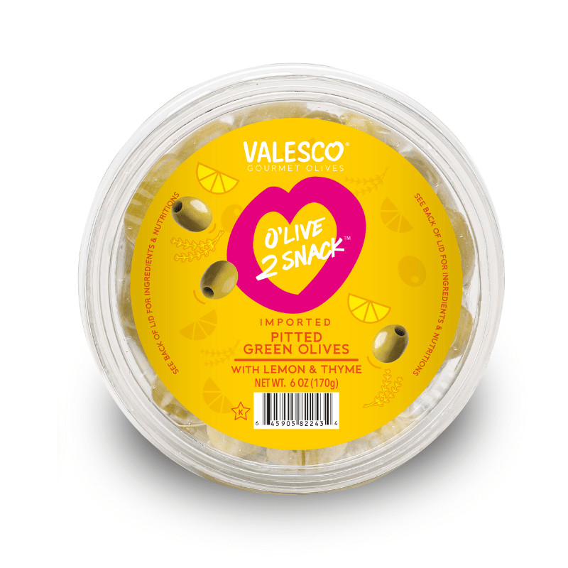 Valesco Lemon and Thyme Pitted Green O'lives 2 Snack, 6 oz Olives & Capers Valesco 