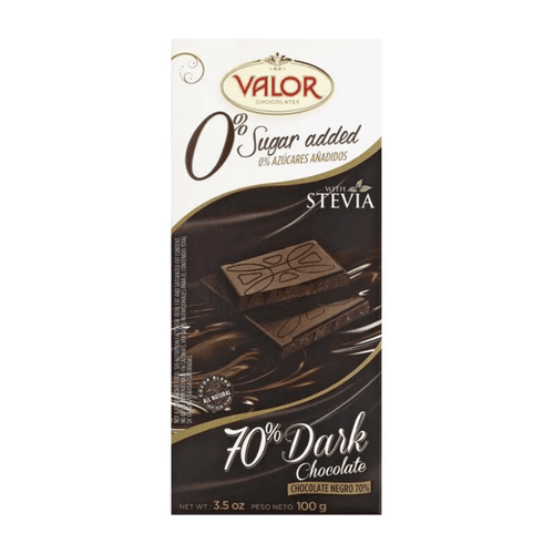 Valor 70% Dark Chocolate Sugar Free Bar, 3.5 oz Sweets & Snacks Valor 