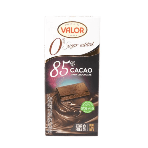 Valor 85% Dark Chocolate Sugar Free Bar, 3.5 oz Sweets & Snacks Valor 