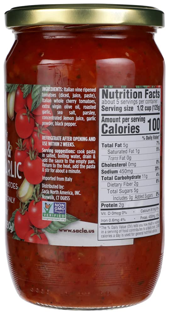 Whole Cherry Tomatoes And Roasted Garlic Pasta Sauce, 24 Oz Sauces & Condiments Sacla 