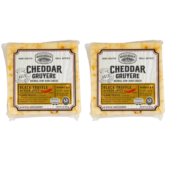 Wood River Black Truffle Cheddar Gruyere Merken Spice, 8 oz [PACK of 2] Cheese Wood River Creamery 
