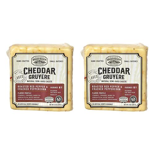 Wood River Cheddar Gruyere Roasted Red Pepper & Cracked Peppercorn, 8 oz (2-Pack) Cheese Wood River Creamery 