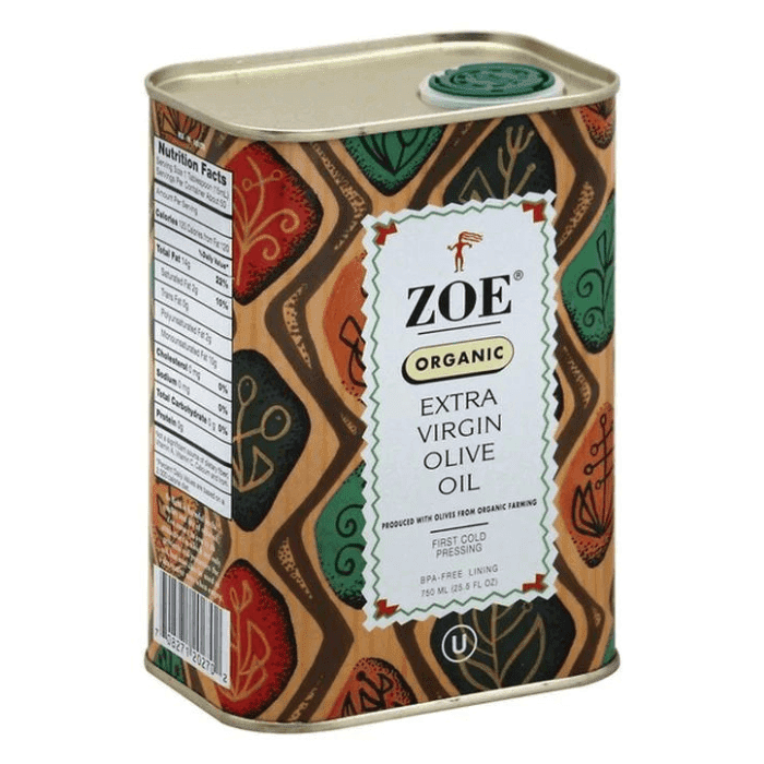 ZOE Organic Extra Virgin Olive Oil in Tin, 25 oz (740mL
