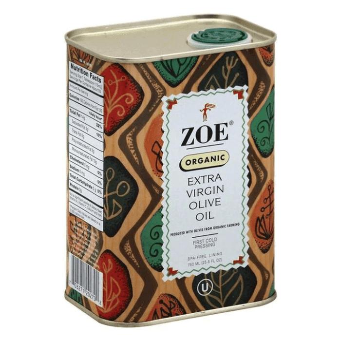 ZOE Extra Virgin Olive Oil in Tin, 25.5 oz (750mL) Oil & Vinegar Zoe 