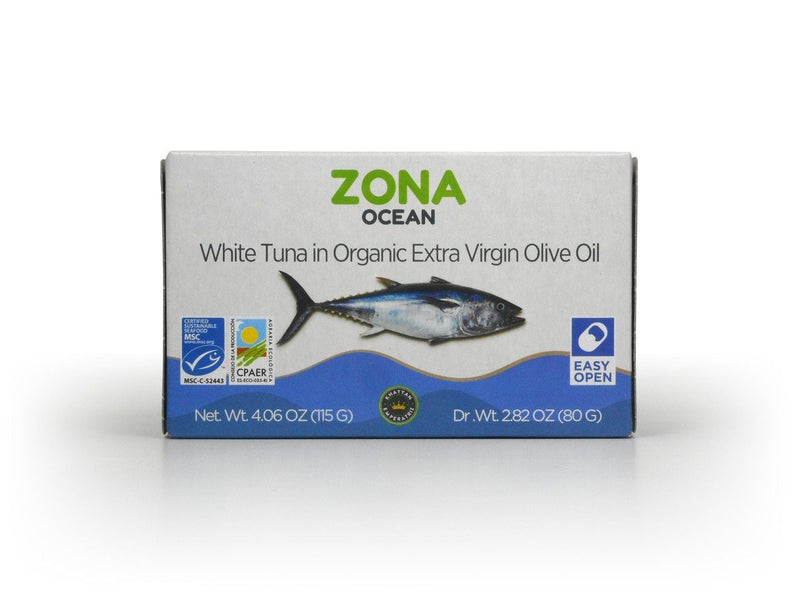 Zona Ocean White Tuna in Organic Extra Virgin Olive Oil, 4 oz