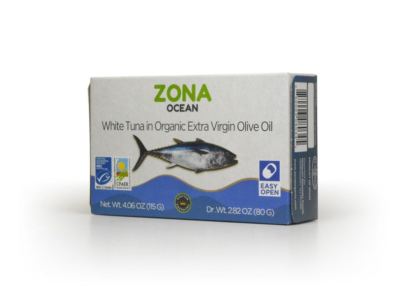 Zona Ocean White Tuna in Organic Extra Virgin Olive Oil, 4 oz